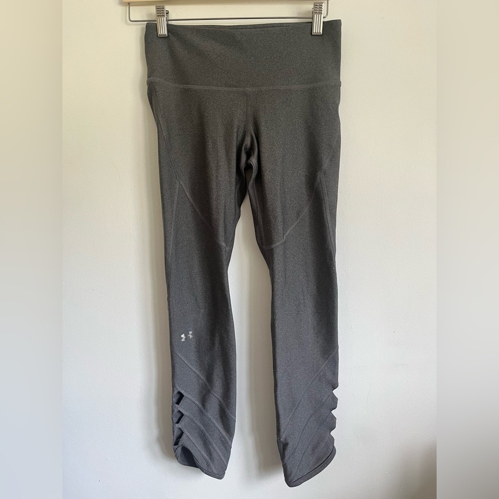 Under Armour Heatgear Cutout Ankle Crop Leggings Gray 1351077 Gray Women Small